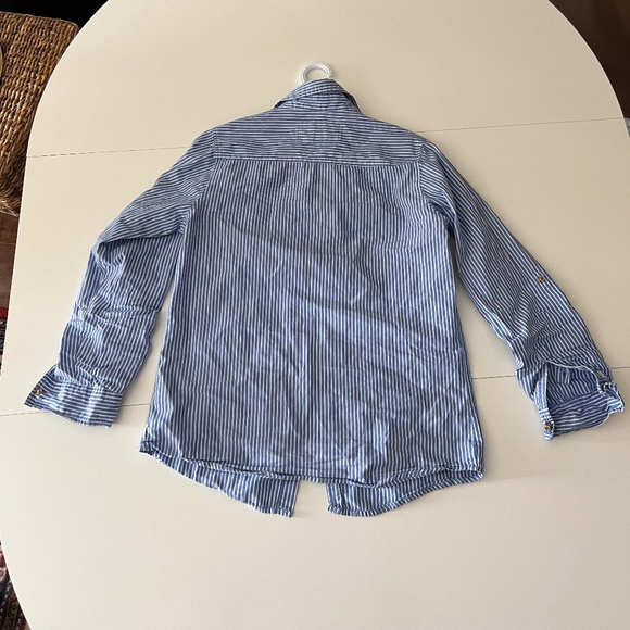 Blue and White Striped Women’s Dress Shirt - Picture 2 of 2